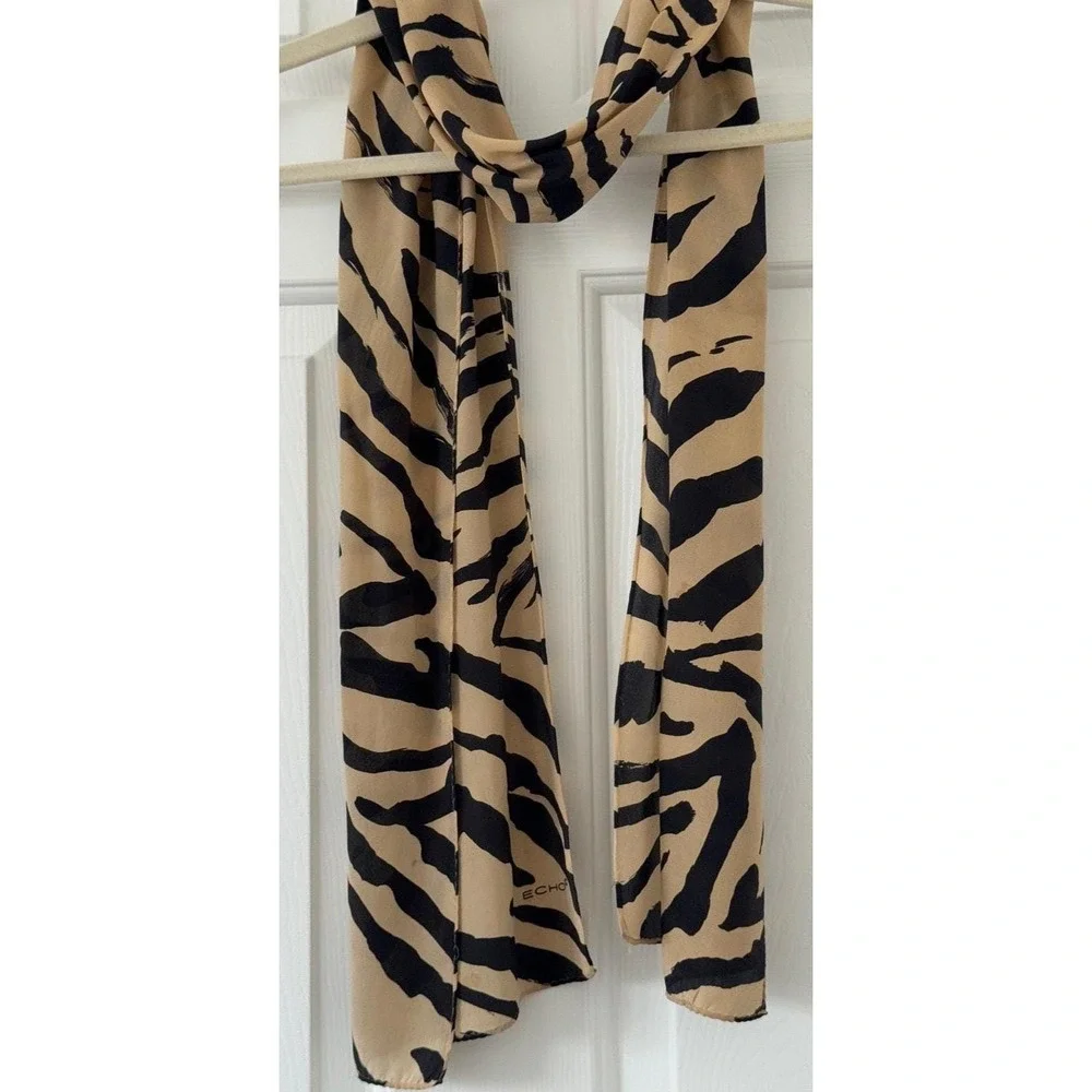Vintage Echo Animal Print Silky Scarf/Wrap Oblong 11